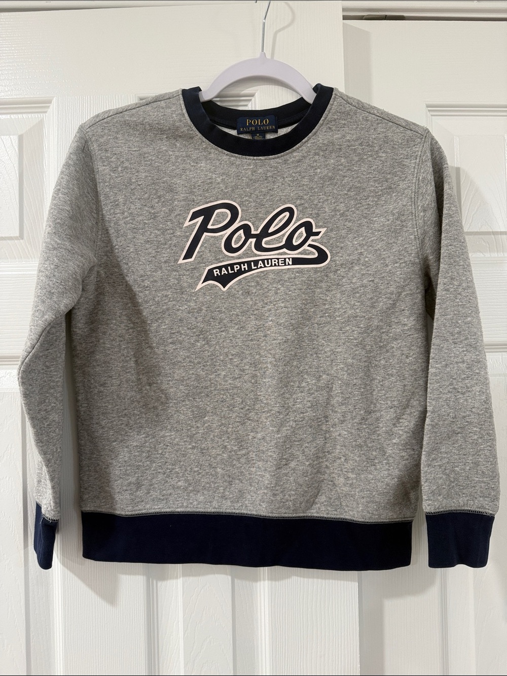 Polo by Ralph Lauren Gray Crewneck Sweatshirt with Navy Trim